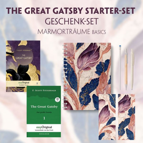 F. Scott Fitzgerald - The Great Gatsby Starter-Paket Geschenkset 2 Bücher (mit Audio-Online) + Marmorträume Schreibset Basics