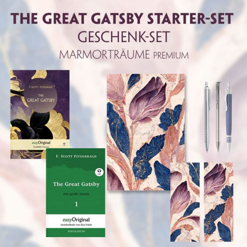 F. Scott Fitzgerald - The Great Gatsby Starter-Paket Geschenkset 2 Bücher (mit Audio-Online) + Marmorträume Schreibset Premium