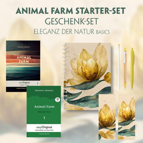 George Orwell - Animal Farm Starter-Paket Geschenkset 2 Bücher (mit Audio-Online) + Eleganz der Natur Schreibset Basics