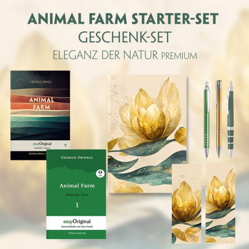 George Orwell - Animal Farm Starter-Paket Geschenkset 2 Bücher (mit Audio-Online) + Eleganz der Natur Schreibset Premium