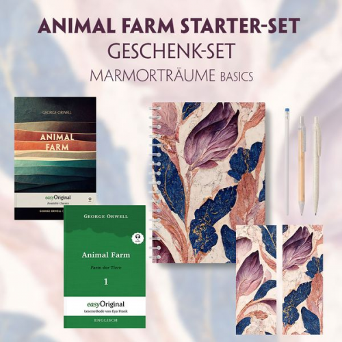 George Orwell - Animal Farm Starter-Paket Geschenkset 2 Bücher (mit Audio-Online) + Marmorträume Schreibset Basics