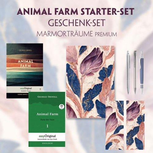 George Orwell - Animal Farm Starter-Paket Geschenkset 2 Bücher (mit Audio-Online) + Marmorträume Schreibset Premium