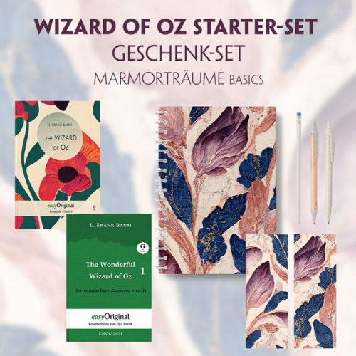 L. Frank Baum - The Wonderful Wizard of Oz Starter-Paket Geschenkset 2 Bücher (mit Audio-Online) + Marmorträume Schreibset Basics