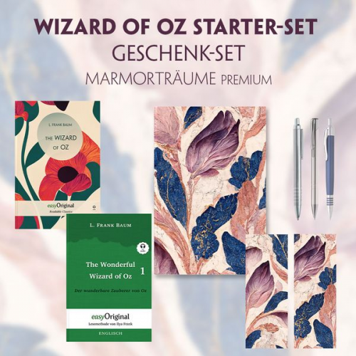 L. Frank Baum - The Wonderful Wizard of Oz Starter-Paket Geschenkset 2 Bücher (mit Audio-Online) + Marmorträume Schreibset Premium