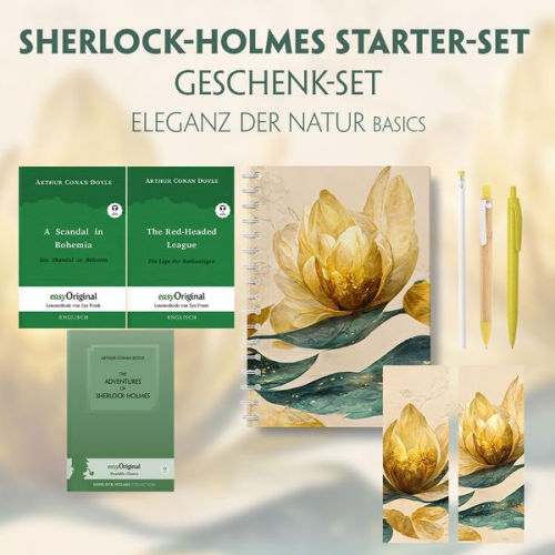 Arthur Conan Doyle - The Adventures of Sherlock Holmes Starter-Paket Geschenkset (mit Audio-Online) + Eleganz der Natur Schreibset Basics