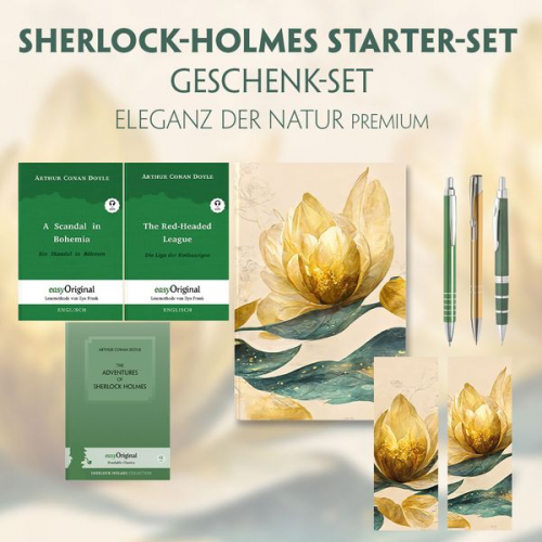 Arthur Conan Doyle - The Adventures of Sherlock Holmes Starter-Paket Geschenkset (mit Audio-Online) + Eleganz der Natur Schreibset Premium