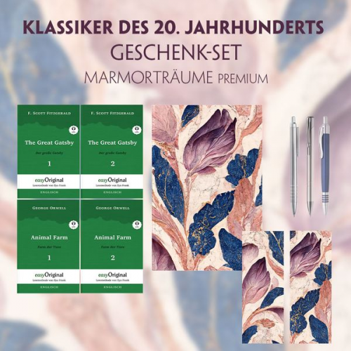 F. Scott Fitzgerald George Orwell - Klassiker des 20. Jahrhunderts Geschenkset - 4 Bücher (mit Audio-Online) + Marmorträume Schreibset Premium