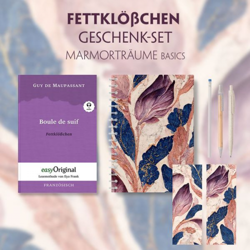 Guy de Maupassant - Fettklößchen Geschenkset (mit Audio-Online) + Marmorträume Schreibset Basics