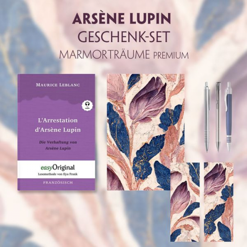 Maurice Leblanc - Die Verhaftung von d’Arsène Lupin - Geschenkset (Buch + Audio-Online) + Marmorträume Schreibset Premium