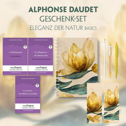 Alphonse Daudet - Alphonse Daudet Geschenkset - 3 Bücher (mit Audio-Online) + Eleganz der Natur Schreibset Basics