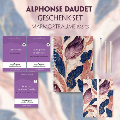 Alphonse Daudet - Alphonse Daudet Geschenkset - 3 Bücher (mit Audio-Online) + Marmorträume Schreibset Basics