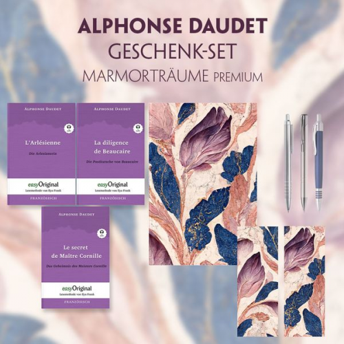 Alphonse Daudet - Alphonse Daudet Geschenkset - 3 Bücher (mit Audio-Online) + Marmorträume Schreibset Premium