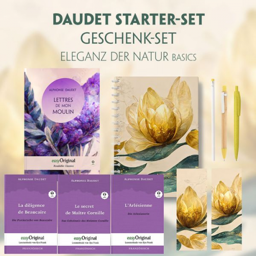 Alphonse Daudet - Alphonse Daudet Starter-Paket Geschenkset - 4 Bücher (mit Audio-Online) + Eleganz der Natur Schreibset Basics