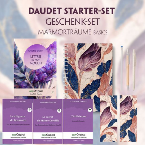 Alphonse Daudet - Alphonse Daudet Starter-Paket Geschenkset - 4 Bücher (mit Audio-Online) + Marmorträume Schreibset Basics