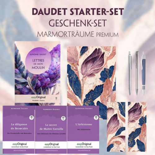 Alphonse Daudet - Alphonse Daudet Starter-Paket Geschenkset - 4 Bücher (mit Audio-Online) + Marmorträume Schreibset Premium