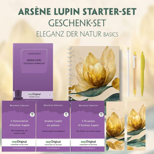 Maurice Leblanc - Arsène Lupin Starter-Paket Geschenkset - 4 Bücher (mit Audio-Online) + Eleganz der Natur Schreibset Basics