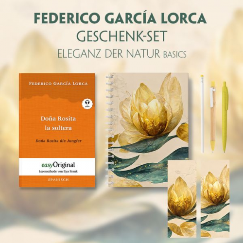 Federico García Lorca - Doña Rosita la soltera Geschenkset (Buch mit Audio-Online) + Eleganz der Natur Schreibset Basics