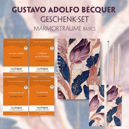 Gustavo Adolfo Becquer - Gustavo Adolfo Bécquer Geschenkset - 4 Bücher (mit Audio-Online) + Marmorträume Schreibset Basics