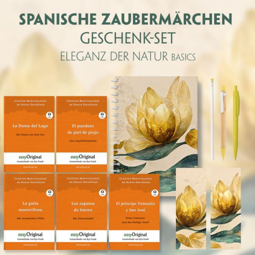 Cuentos - Spanische Zaubermärchen Geschenkset - 5 Bücher (mit Audio-Online) + Eleganz der Natur Schreibset Basics