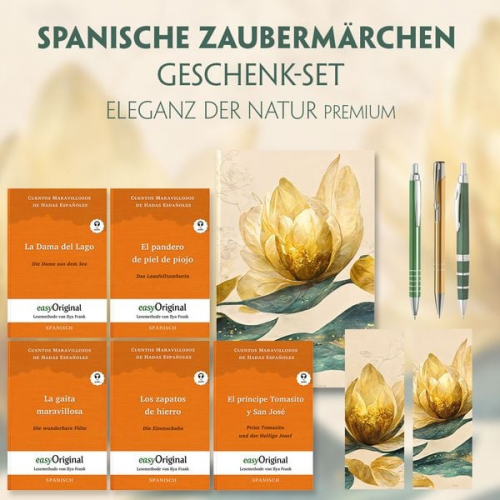 Cuentos - Spanische Zaubermärchen Geschenkset - 5 Bücher (mit Audio-Online) + Eleganz der Natur Schreibset Premium