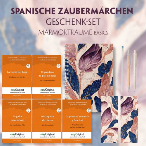 Cuentos - Spanische Zaubermärchen Geschenkset - 5 Bücher (mit Audio-Online) + Marmorträume Schreibset Basics