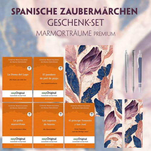 Cuentos - Spanische Zaubermärchen Geschenkset - 5 Bücher (mit Audio-Online) + Marmorträume Schreibset Premium