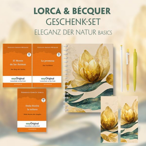 Federico García Lorca Gustavo Adolfo Becquer - Lorca & Bécquer Geschenkset - 3 Bücher (mit Audio-Online) + Eleganz der Natur Schreibset Basics