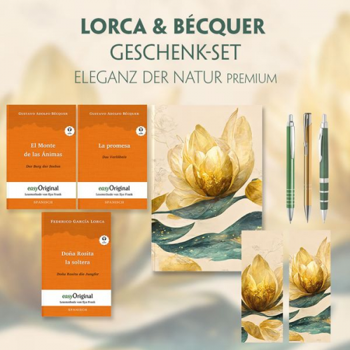 Federico García Lorca Gustavo Adolfo Becquer - Lorca & Bécquer Geschenkset - 3 Bücher (mit Audio-Online) + Eleganz der Natur Schreibset Premium