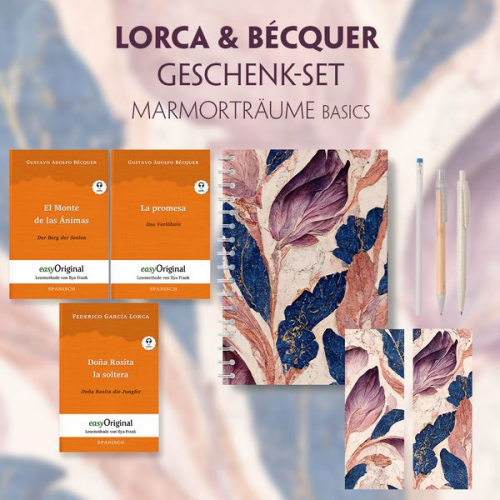 Federico García Lorca Gustavo Adolfo Becquer - Lorca & Bécquer Geschenkset - 3 Bücher (mit Audio-Online) + Marmorträume Schreibset Basics