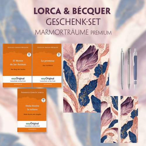 Federico García Lorca Gustavo Adolfo Becquer - Lorca & Bécquer Geschenkset - 3 Bücher (mit Audio-Online) + Marmorträume Schreibset Premium