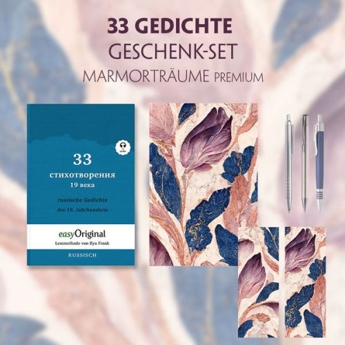 Ilya Frank - 33 russische Gedichte Geschenkset (Buch mit Audio-Online) + Marmorträume Schreibset Premium