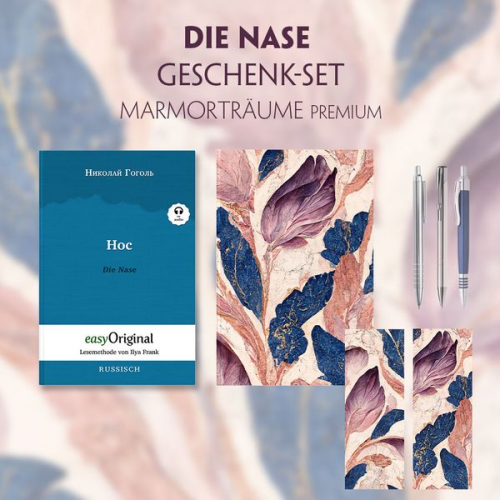 Nikolai Wassiljewitsch Gogol - Die Nase Geschenkset (Buch mit Audio-Online) + Marmorträume Schreibset Premium