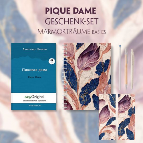 Alexander Puschkin - Pique Dame Geschenkset (Buch mit Audio-Online) + Marmorträume Schreibset Basics