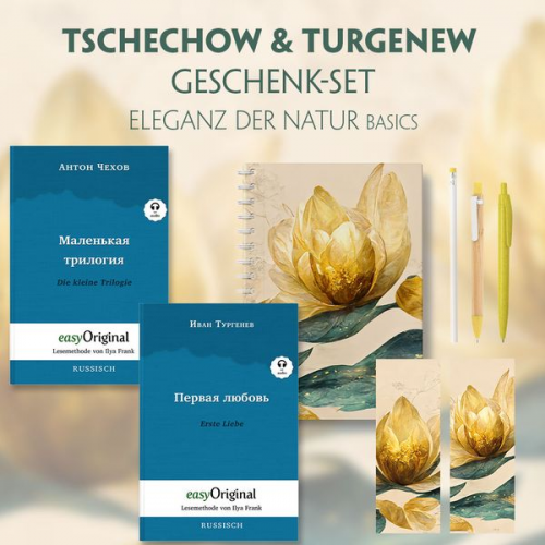 Anton Pawlowitsch Tschechow Iwan Turgenew - Tschechow & Turgenew Geschenkset - 2 Bücher (Softcover mit Audio-Online) + Eleganz der Natur Schreibset Basics