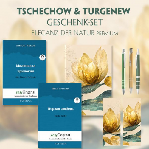 Anton Pawlowitsch Tschechow Iwan Turgenew - Tschechow & Turgenew Geschenkset - 2 Bücher (Softcover mit Audio-Online) + Eleganz der Natur Schreibset Premium