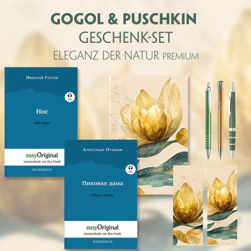 Nikolai Wassiljewitsch Gogol Alexander Puschkin - Gogol & Puschkin Geschenkset - 2 Bücher (mit Audio-Online) + Eleganz der Natur Schreibset Premium