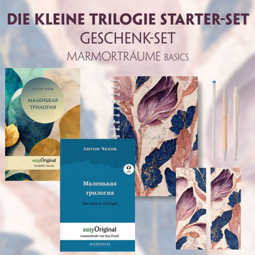 Anton Pawlowitsch Tschechow - Die Kleine Trilogie Starter-Paket Geschenkset - 2 Bücher (mit Audio-Online) + Marmorträume Schreibset Basics