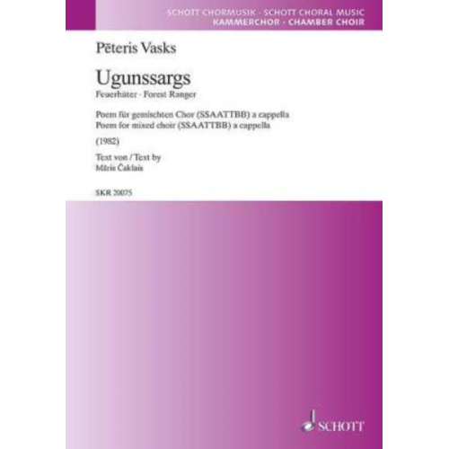 Peteris Vasks Mâris Èaklais - Ugunssargs, gemischter Chor (SSAATTBB), Chorpartitur