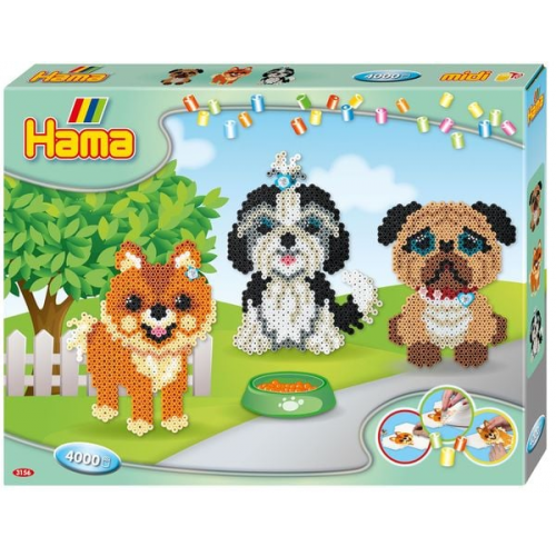 Hama 3157 - Geschenkpackung Hundefreunde, Bügelperlen midi, 4000 Stück