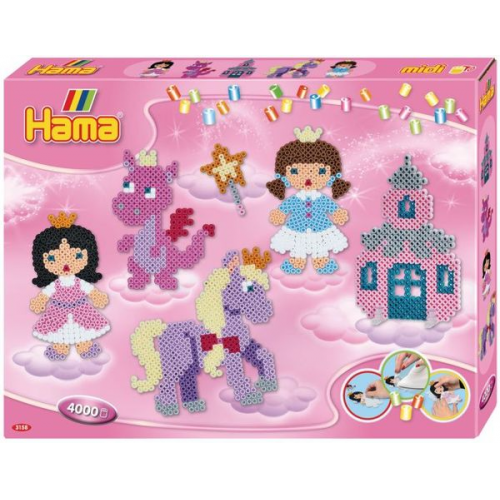 Hama 3158 - Geschenkpackung Fantasy Fun, ca. 4000 Bügelperlen Midi, Stiftplatten und Zubehör