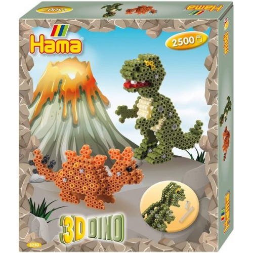 Hama 3250 - Geschenkpackung 3D Dinos, Bügelperlen Midi, ca. 2500 Stück inklusive Stiftplatten und Zubehör