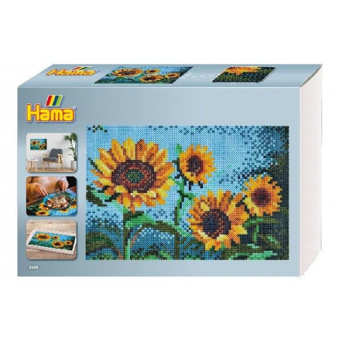 Hama 3608 - Hama Art Geschenkbox Van Gogh-Sonnenblumen mit ca. 10000 Midi-Bügelperlen, Stiftplatten und Zubehör