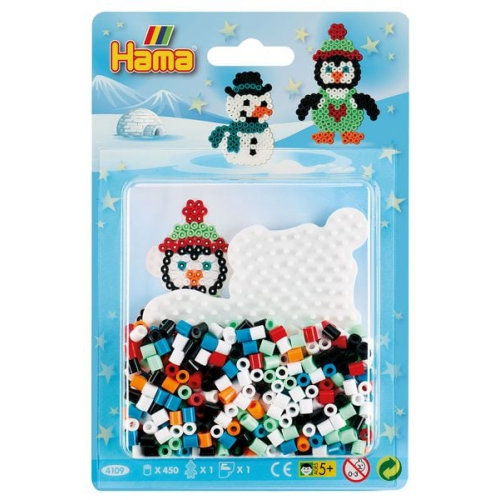 Hama 4109 - Schneemann, Pinguin, Bügelperlen midi, 450 Stück