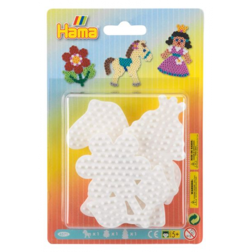 Hama 4571 - Stiftplatten 3er-Set, Pony, Blume und Prinzessin, Stiftplatten für Midi-Bügelperlen