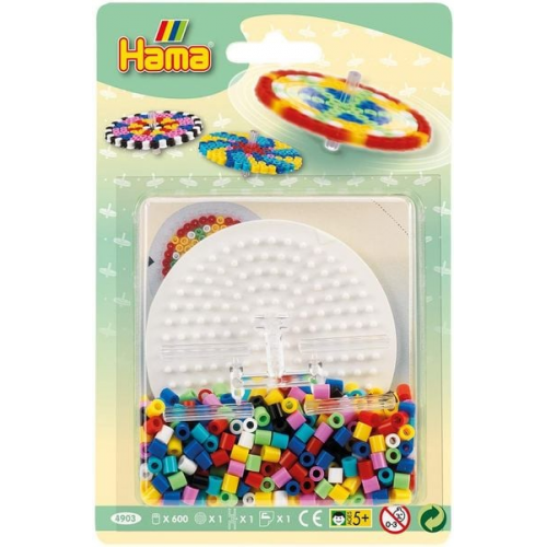 Hama 4903 - Kleine Blister-Packung Kreisel, Bügelperlen Midi, ca. 600 Stück inklusive Stiftplatte, Verbinder und Zubehör