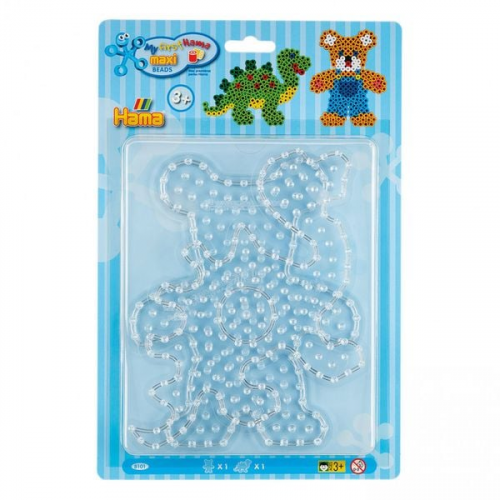 Hama 8101 - Maxi Stiftplatten 2er Set Teddybär und Dinosaurier