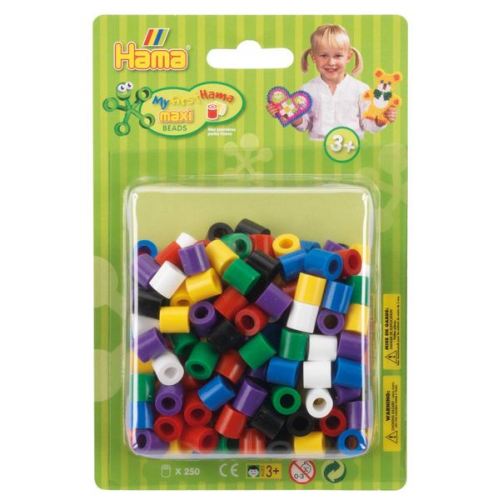 Hama 8520 - Perlen, Bügelperlen Maxi, 250 Stück, bunt, volltonmix