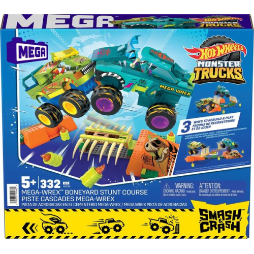 Mega Bloks - Hot Wheels Monster Trucks Mega-Wrex Knochen Crash Stuntbahn