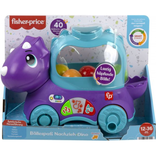 Fisher Price - Bällespaß Nachzieh-Dino, Dinosaurier Motorik-Spielzeug