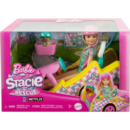 Barbie - Stacie Rennfahrerin-Puppe mit Gokart-Spielzeugauto